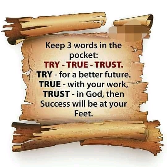 TRY, TRUE & TRUST – B +Ve!!